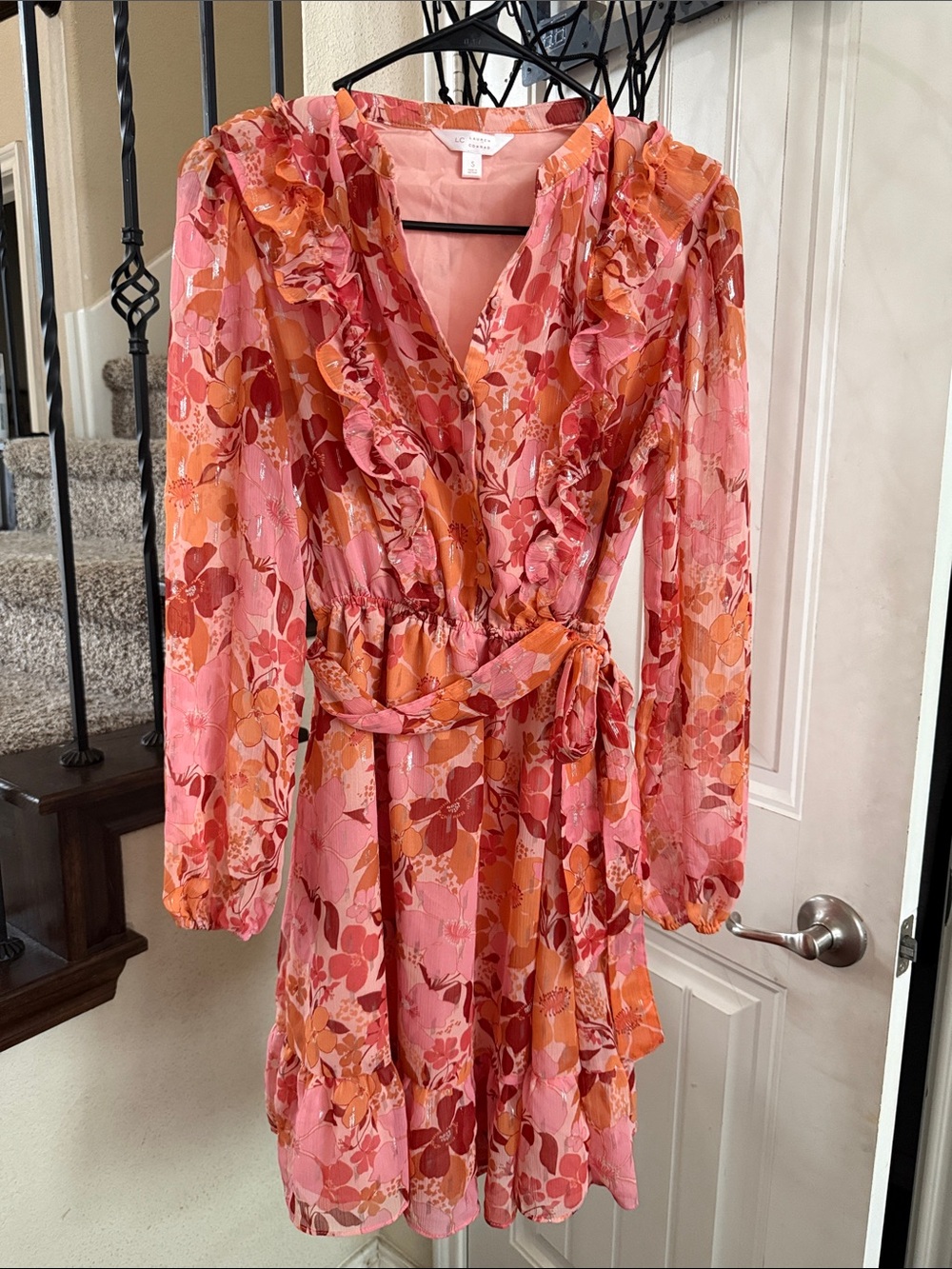 LC Lauren Conrad Pink & Orange Floral Dress